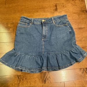 The Fifth Label dark wash ruffle denim skirt